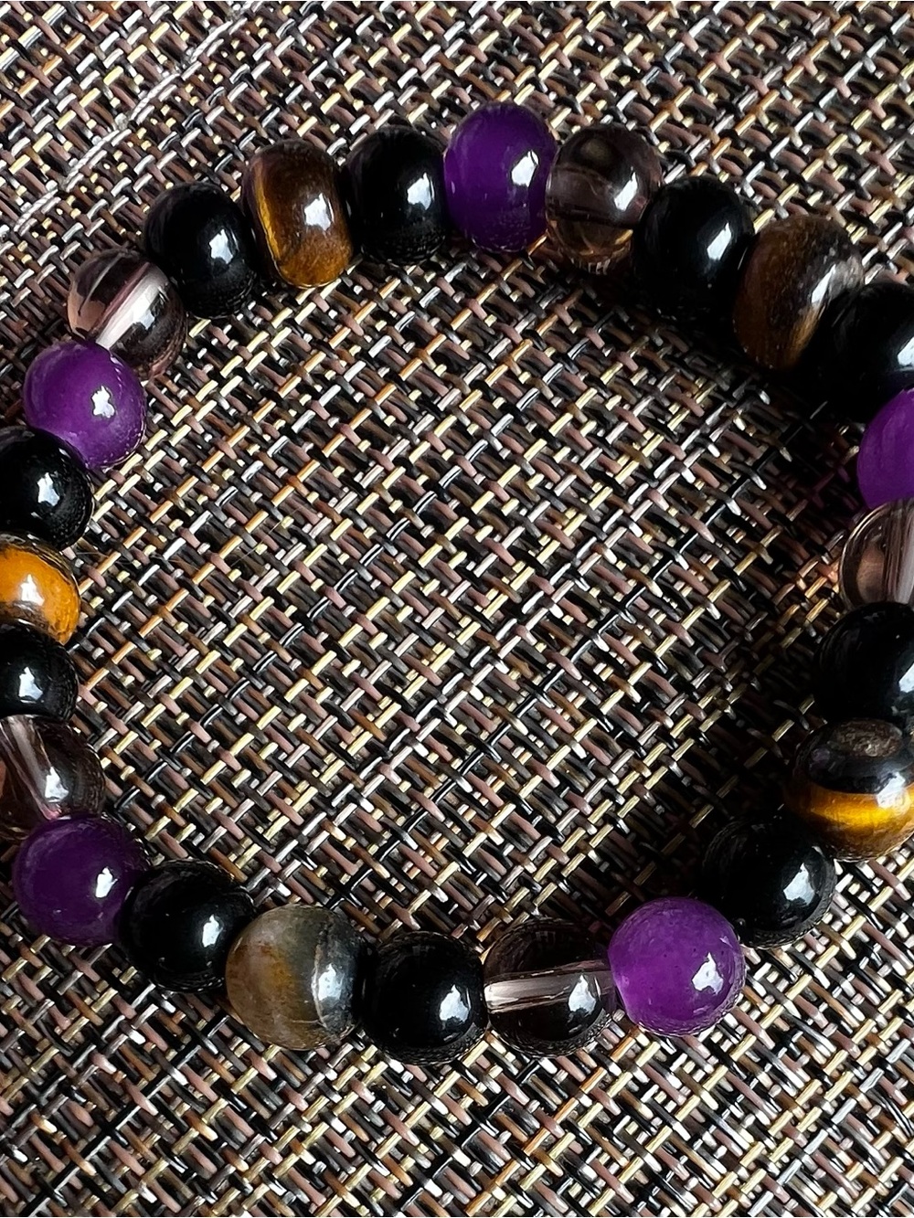 Multicolor Agate Beaded Bracelet — Natural Gemstone Stretch Bracelet.